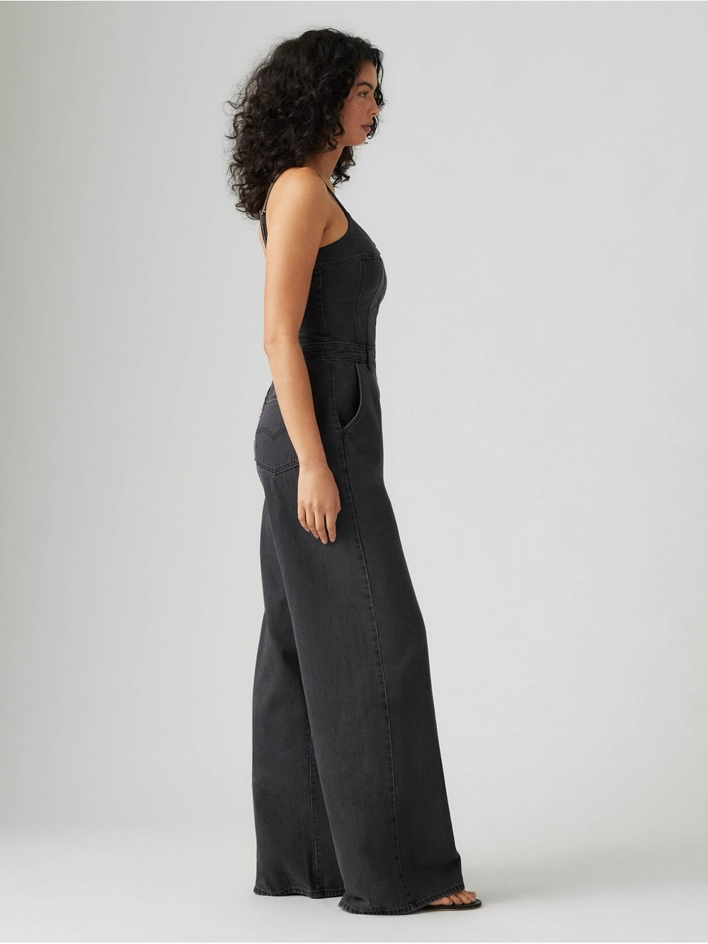Levi's Bustier Denim Wide-Leg Jumpsuit in Black Size S - Picture 3 of 13